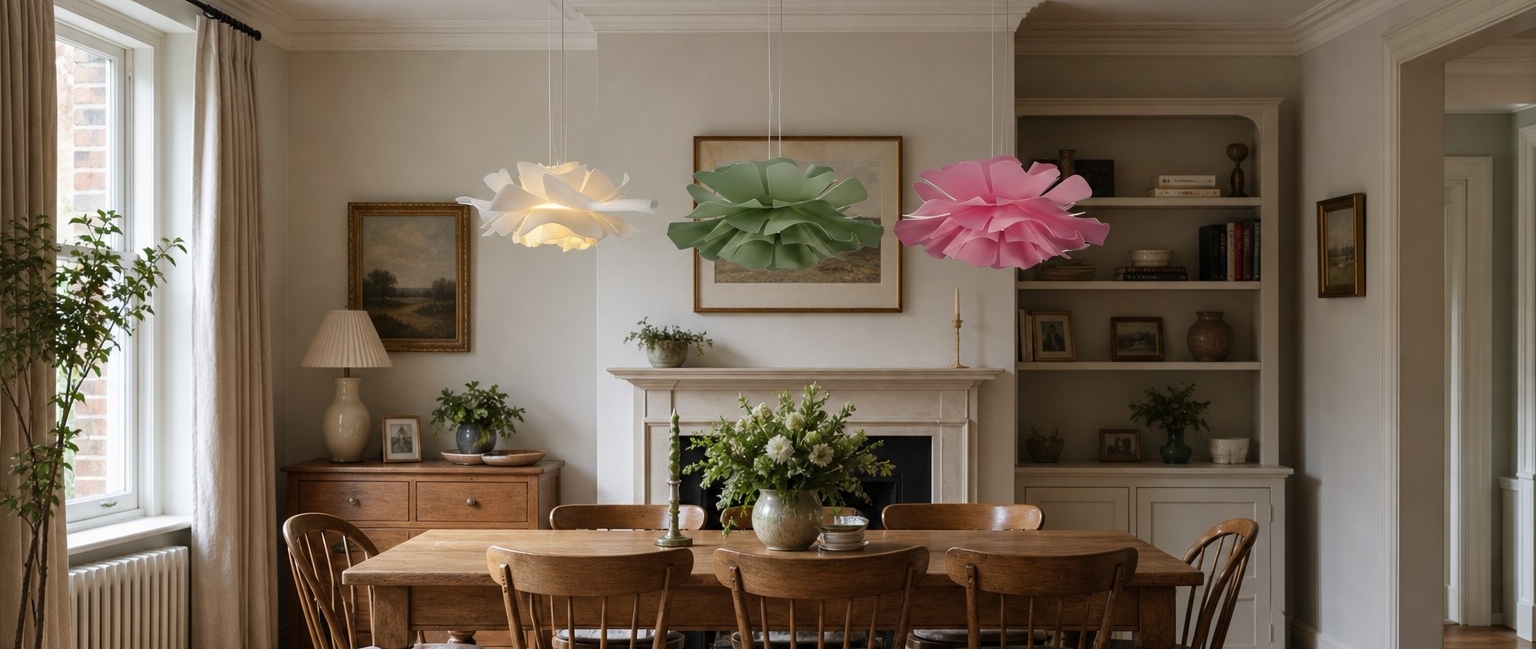 Blossenari Nordic flower pendant lamps above a dining table