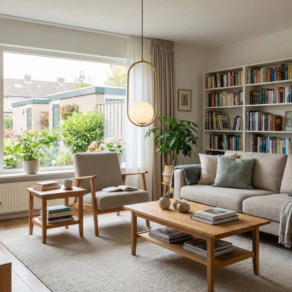 Lunectra oval pendant light in a living room