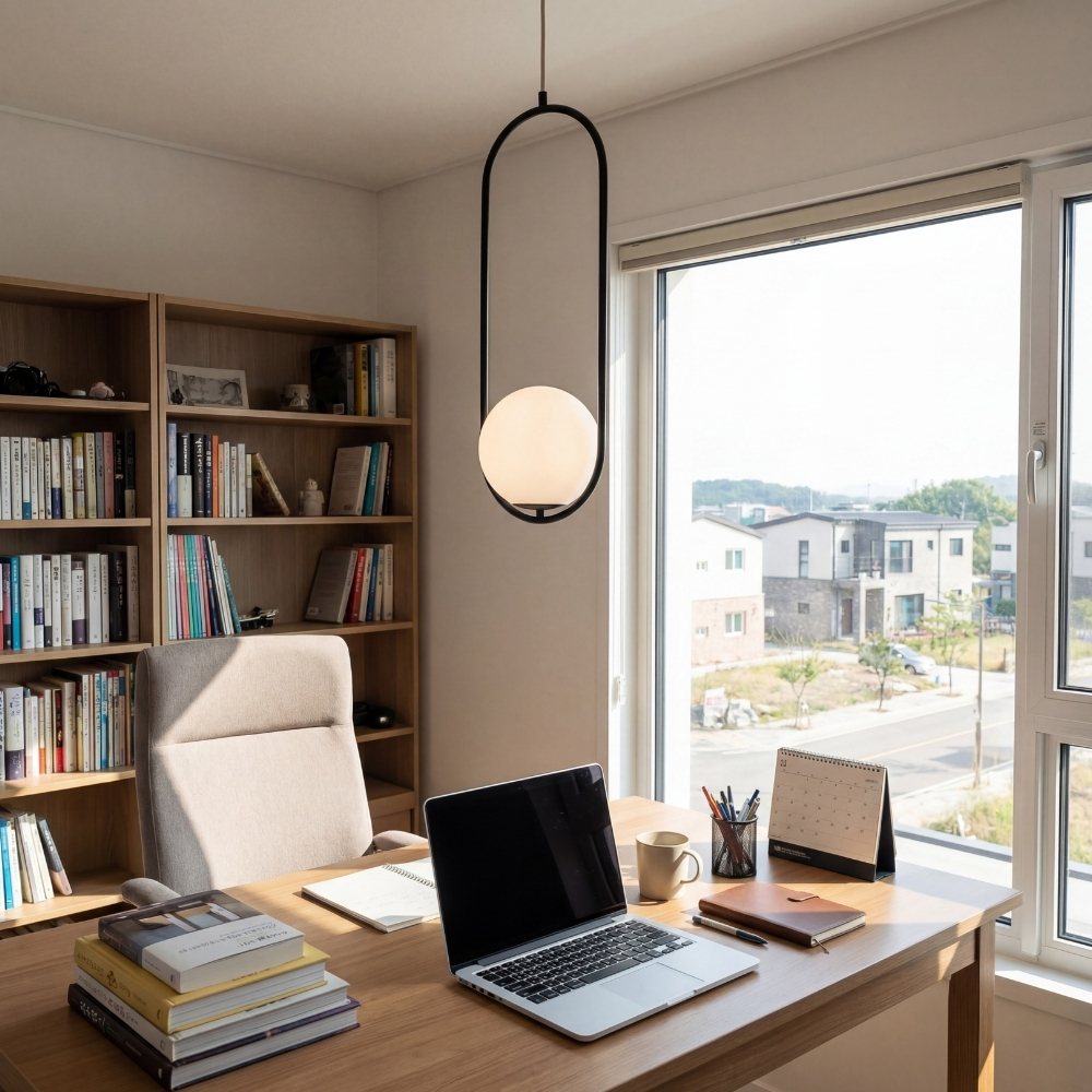 Customer home office scene with Lunectra pendant light