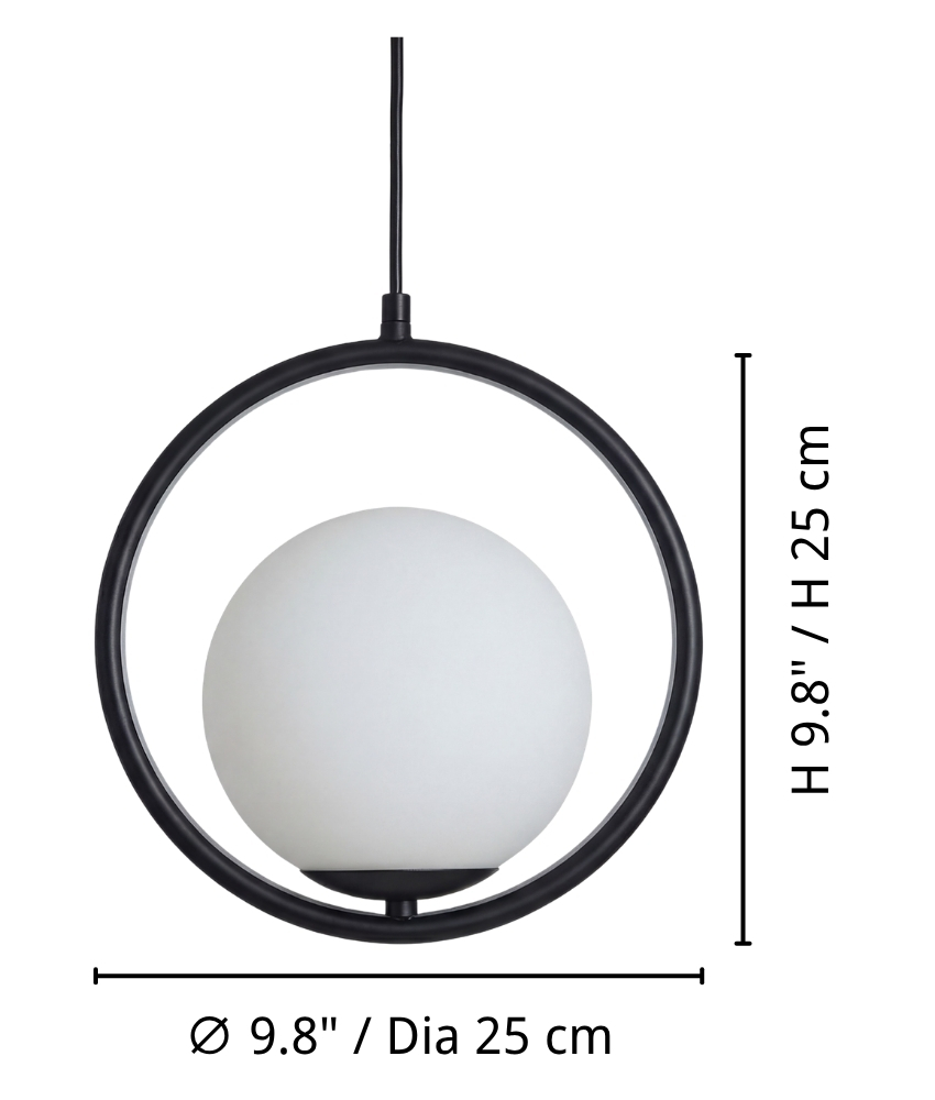 Lunectra circular pendant light size diagram