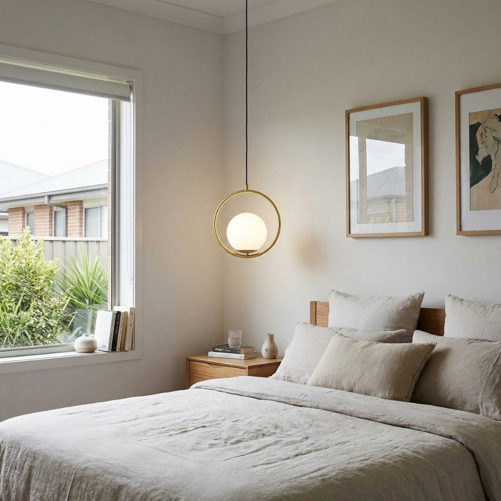 Lunectra pendant light beside a bed