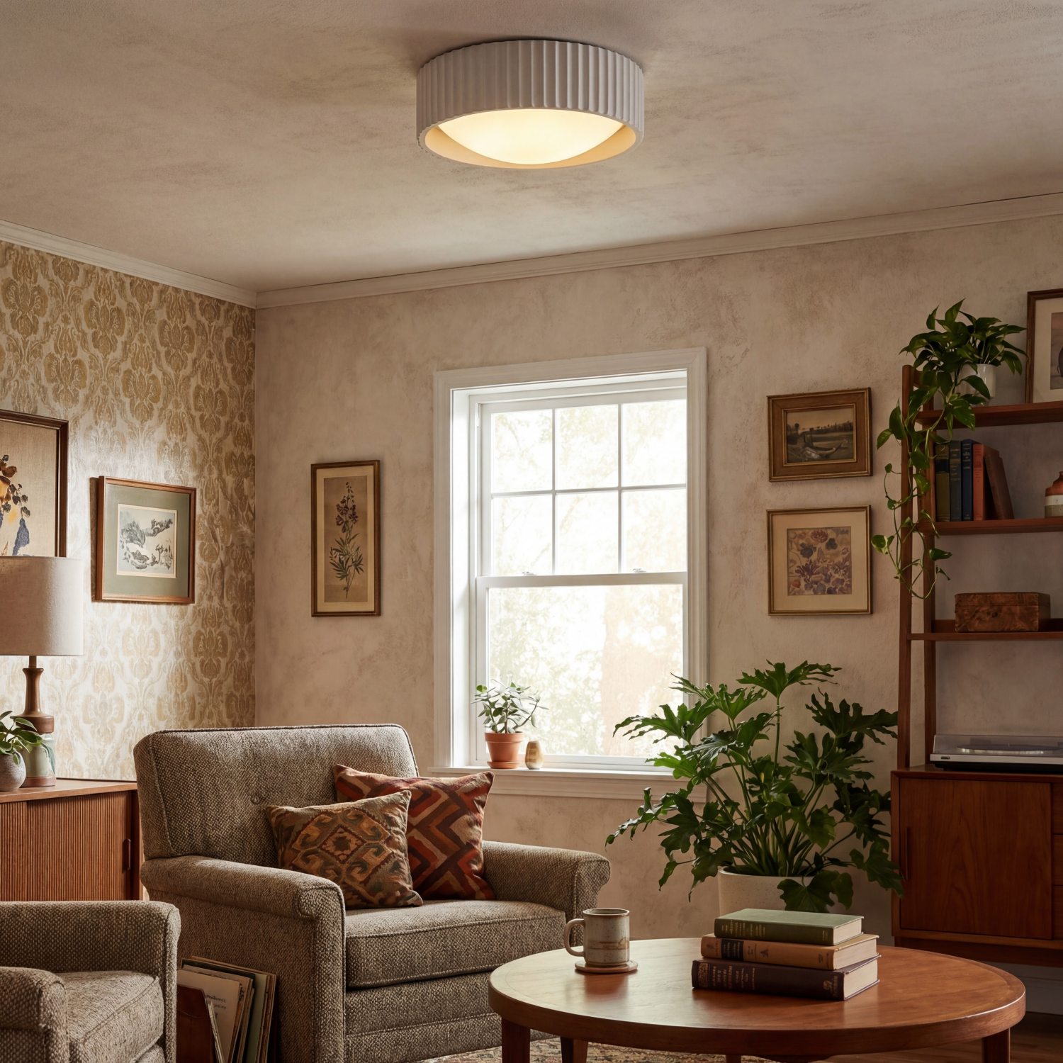 Acrion ceiling light in a cosy reading room