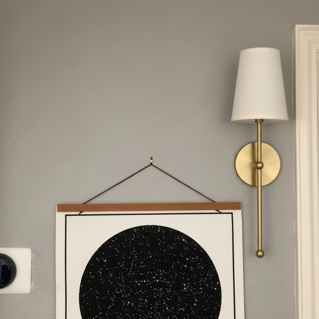 Meshara wall lamp beside wall art