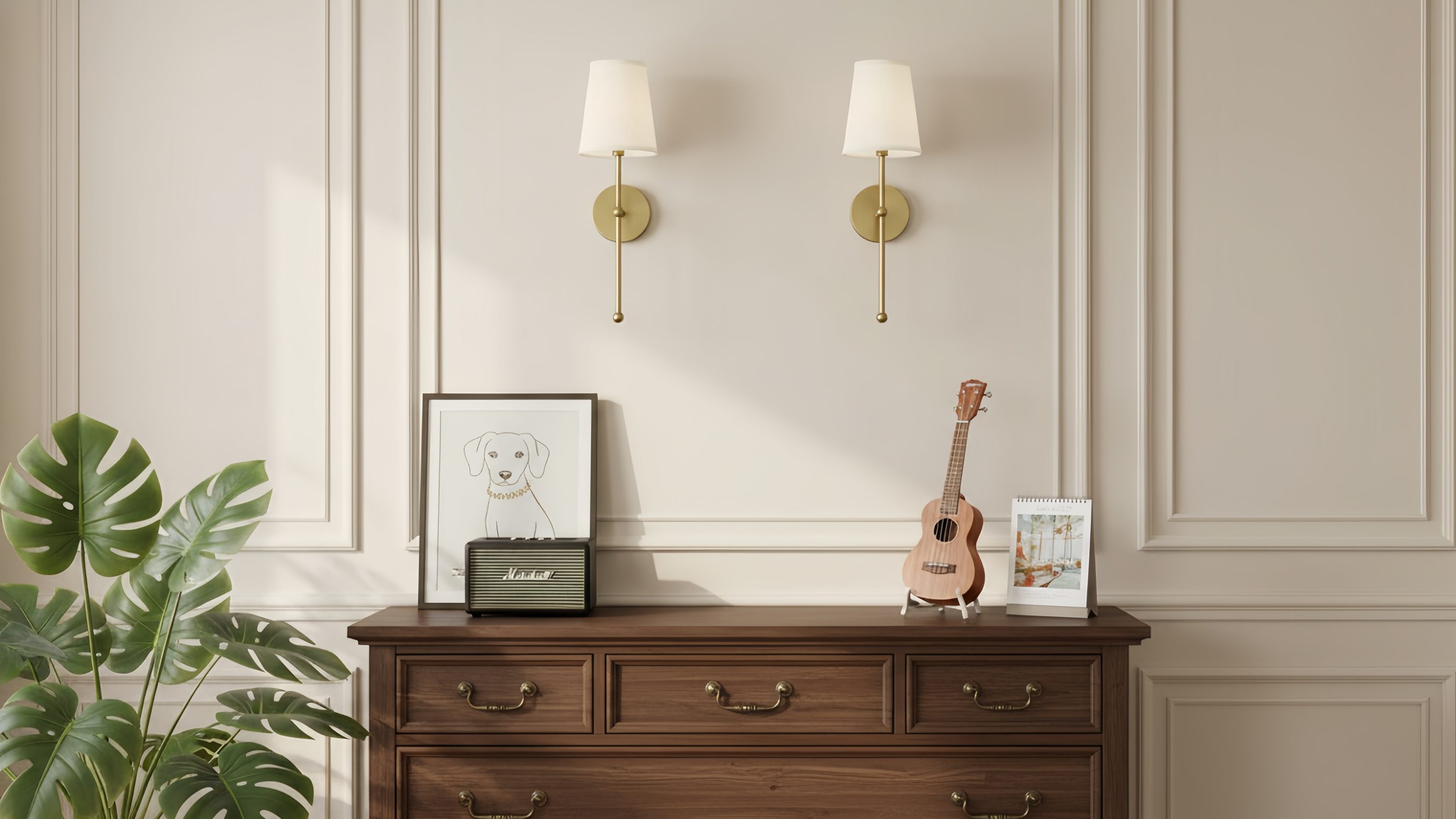 Meshara wall lamps styled as a pair above a console