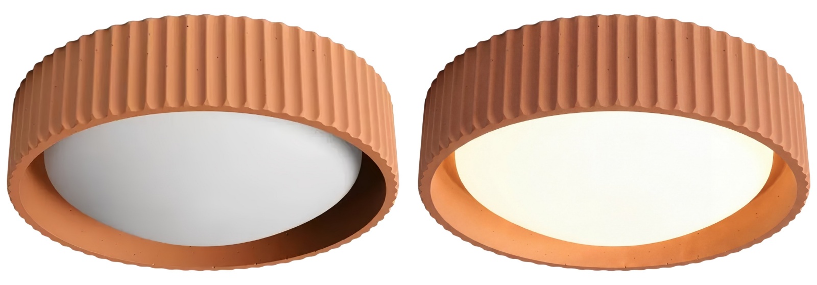 Switch light comparison showing Acrion ceiling light off and on