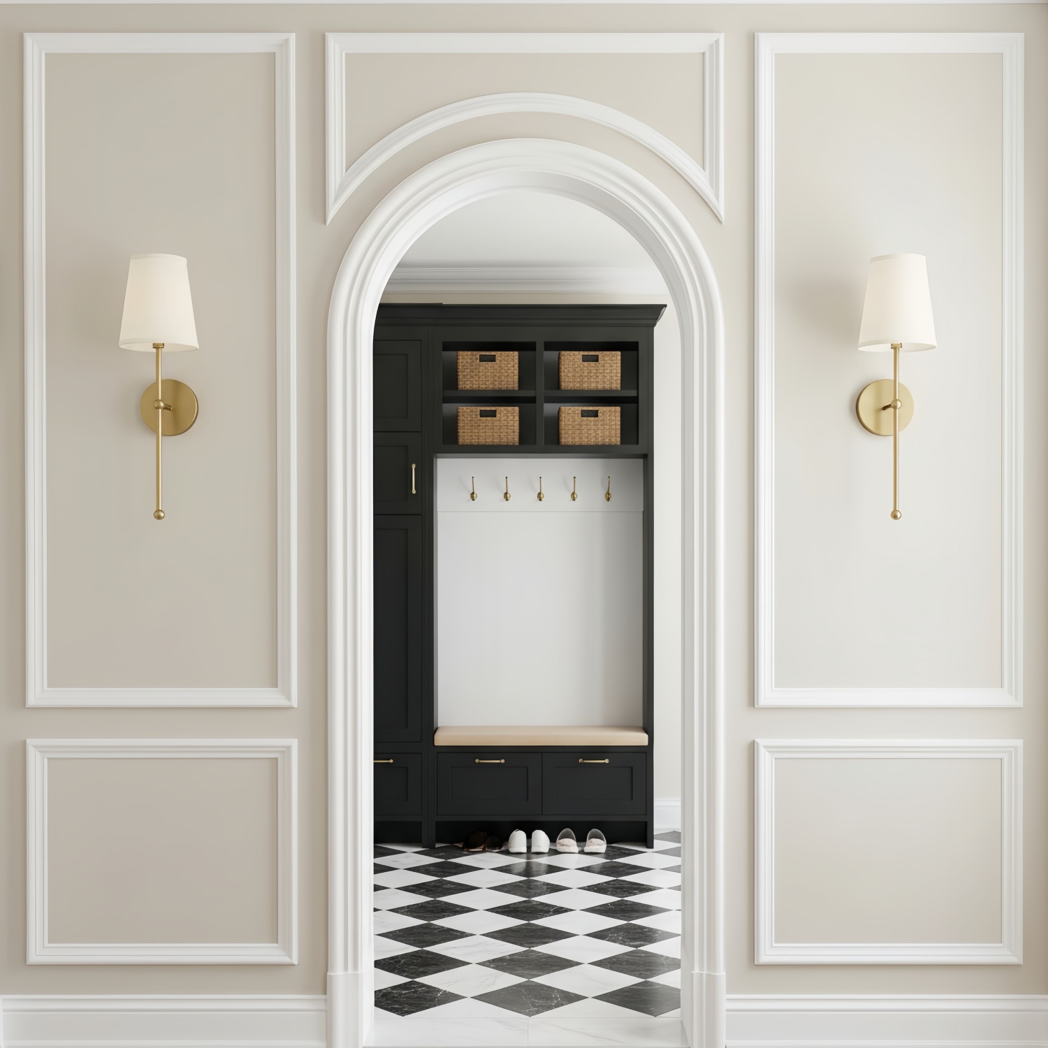 Meshara wall lamps in an entryway