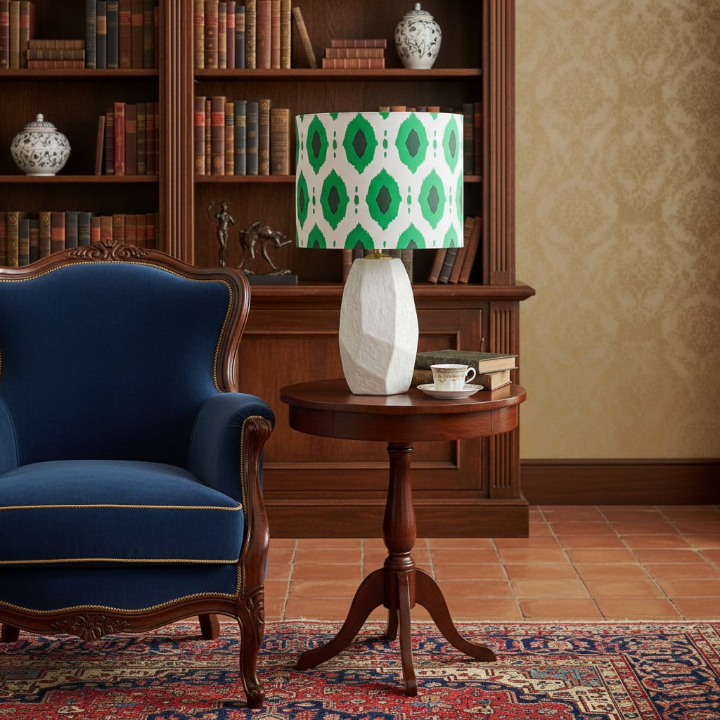 Arivane table lamp beside a blue accent chair
