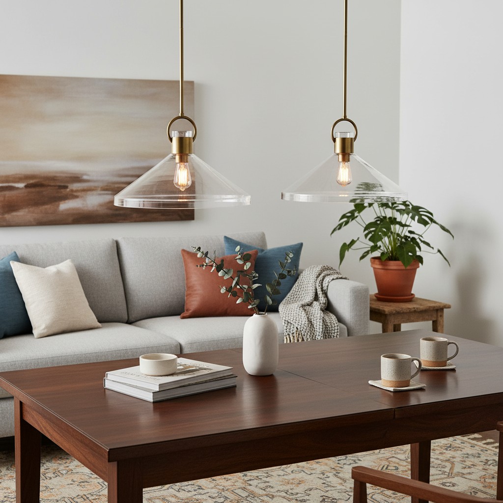 Orvessa Cone Pendant Light in a living room setting