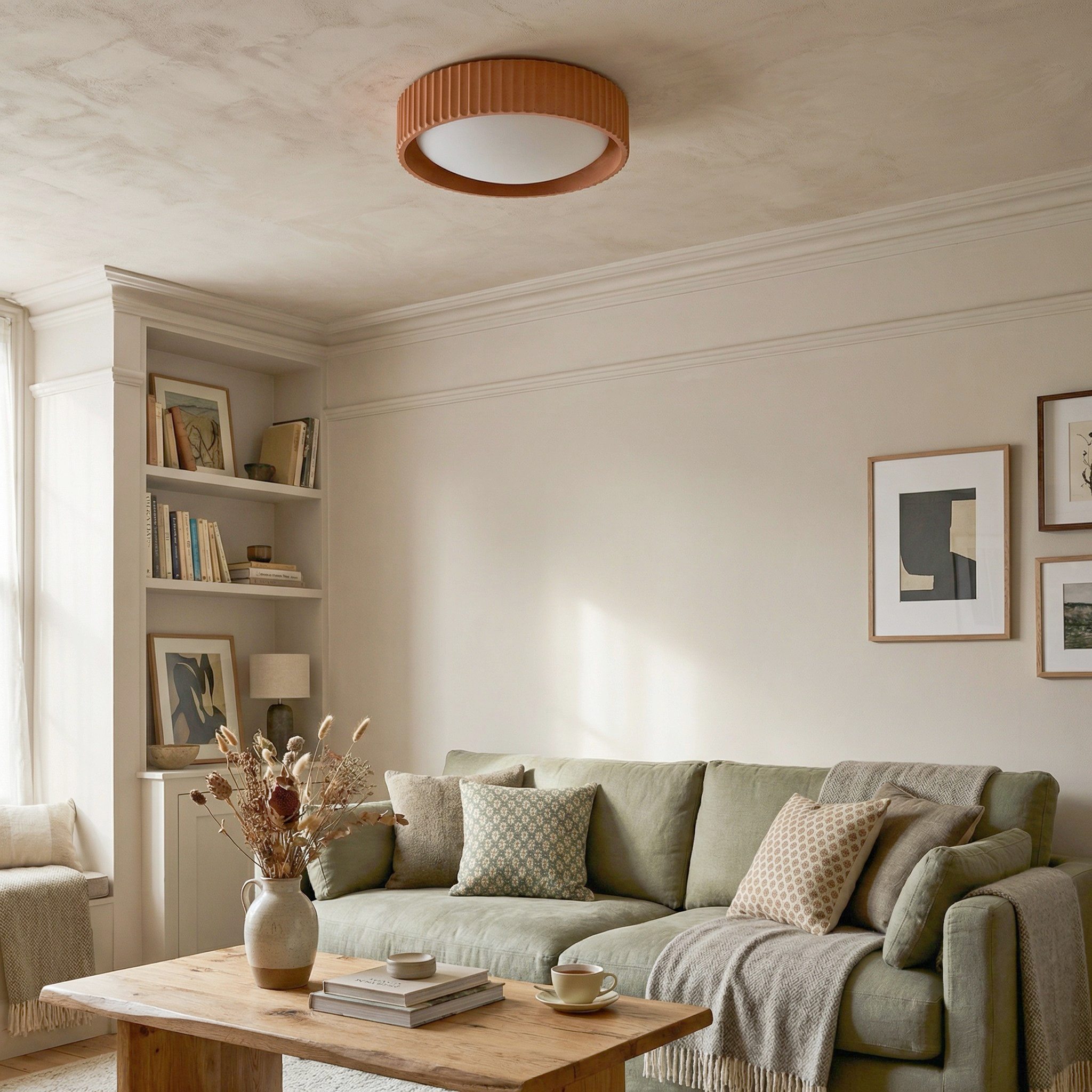 Acrion ceiling light in a living space