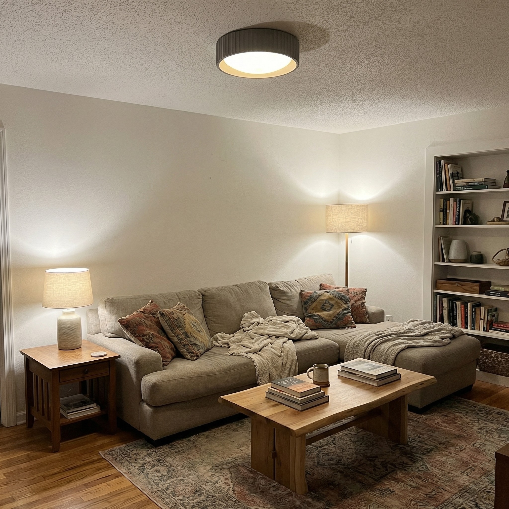 Customer living room with Acrion ceiling light