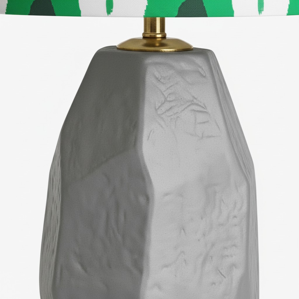 Close view of the grey ceramic lamp base texture