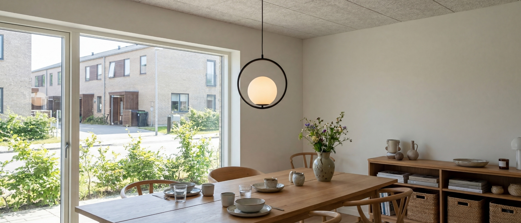 Lunectra modern pendant light in a dining room