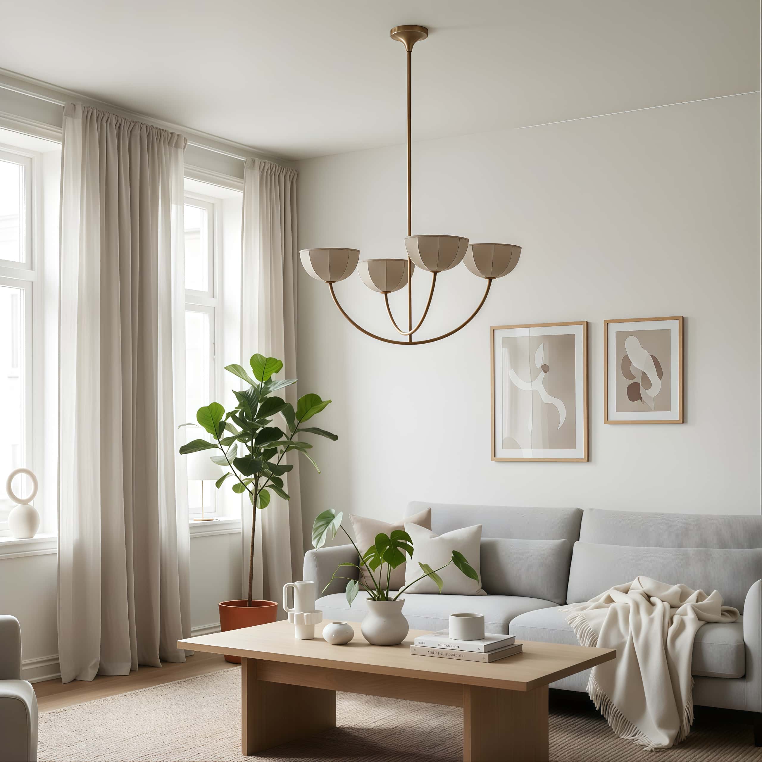 Loomis chandelier in a bright living room