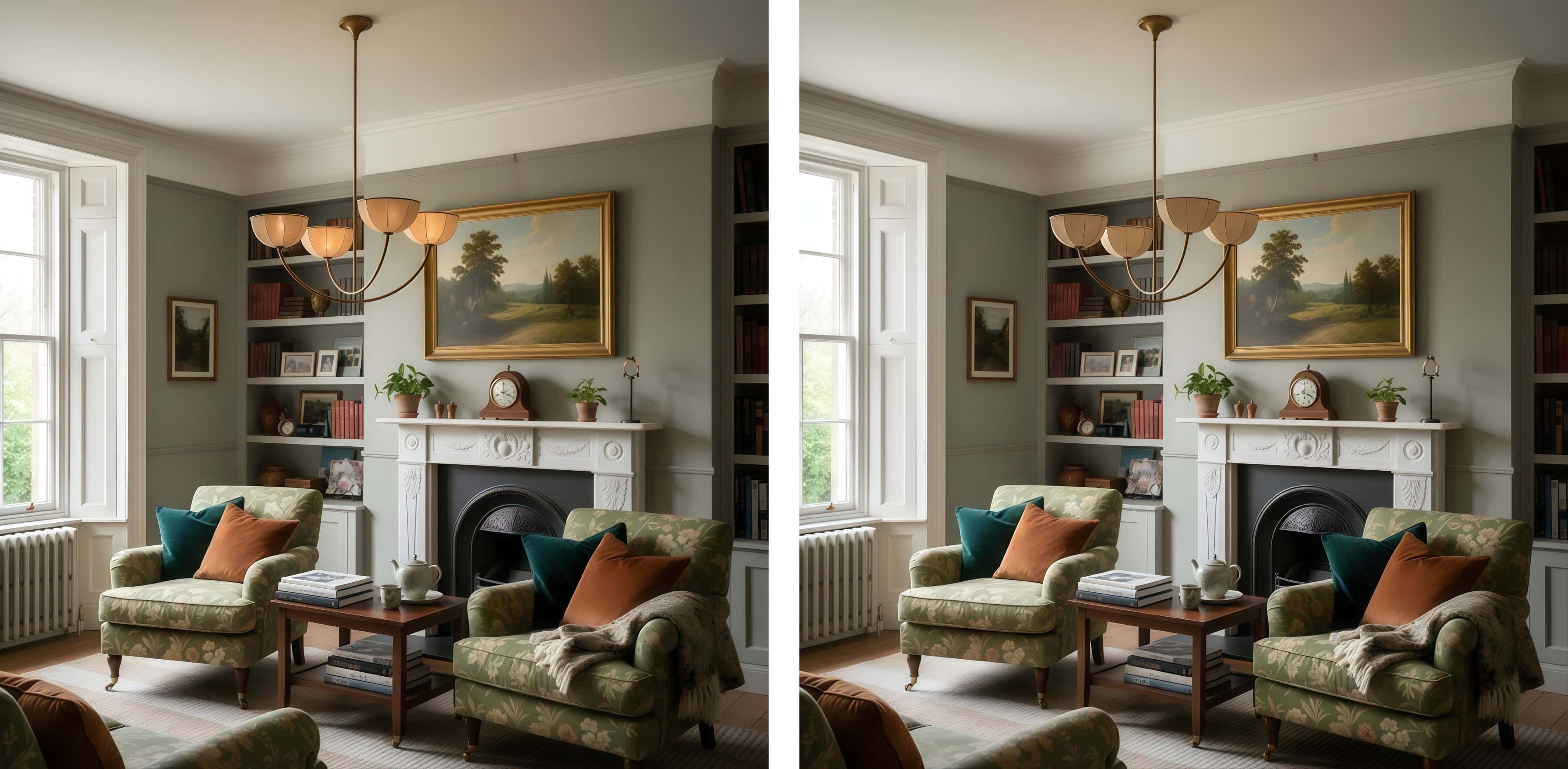 Switch light comparison for the Loomis chandelier