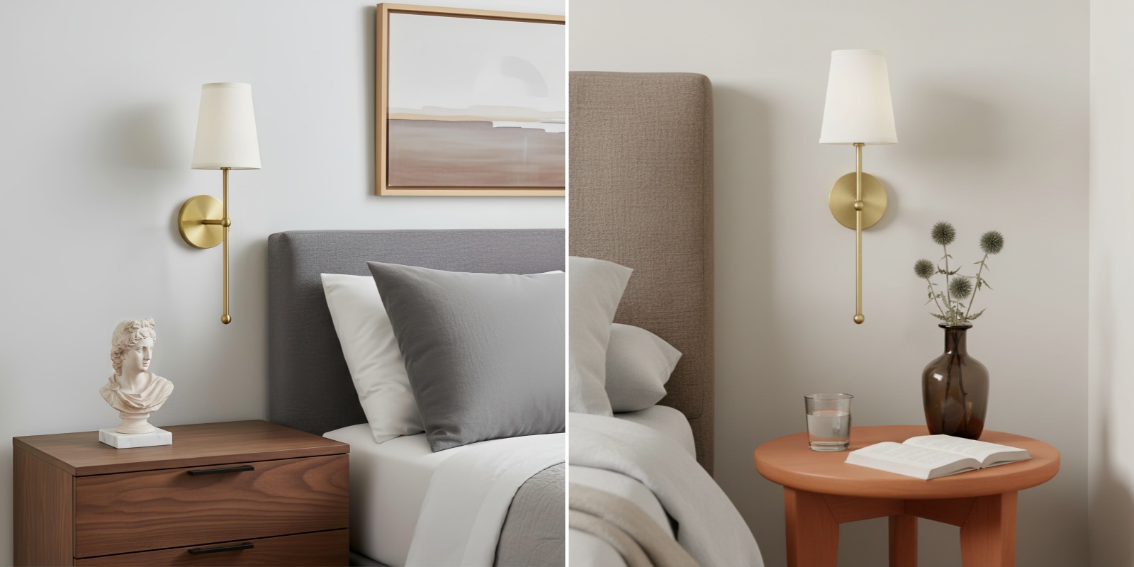 Meshara wall lamp styling match in bedroom and lounge scenes