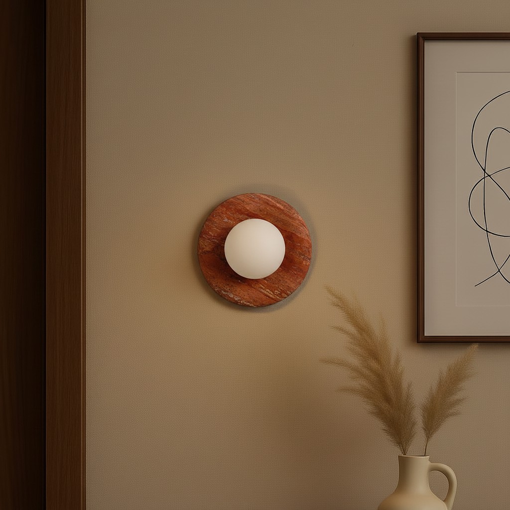 Customer room with red Oria wall sconce