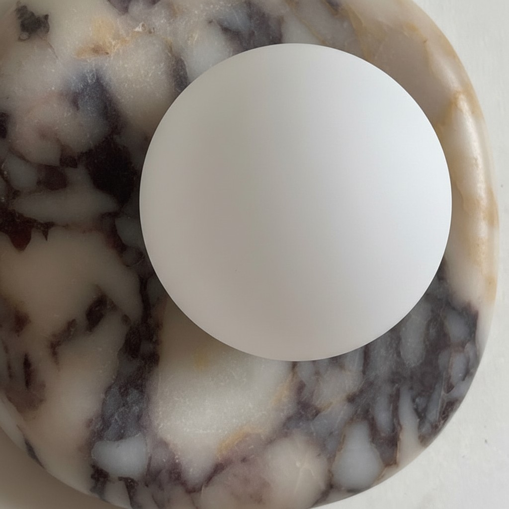 Close-up of the jade lamp surface with glass shade