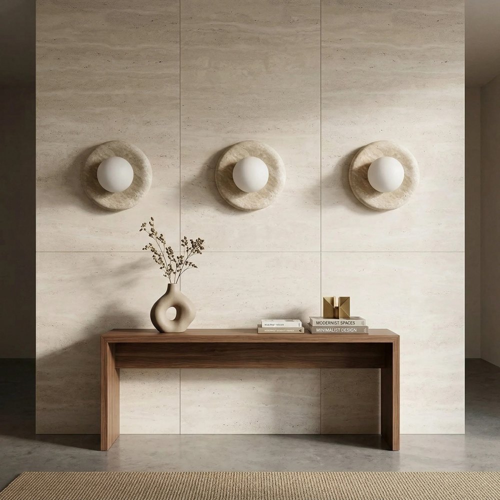Oria wall sconces above a console