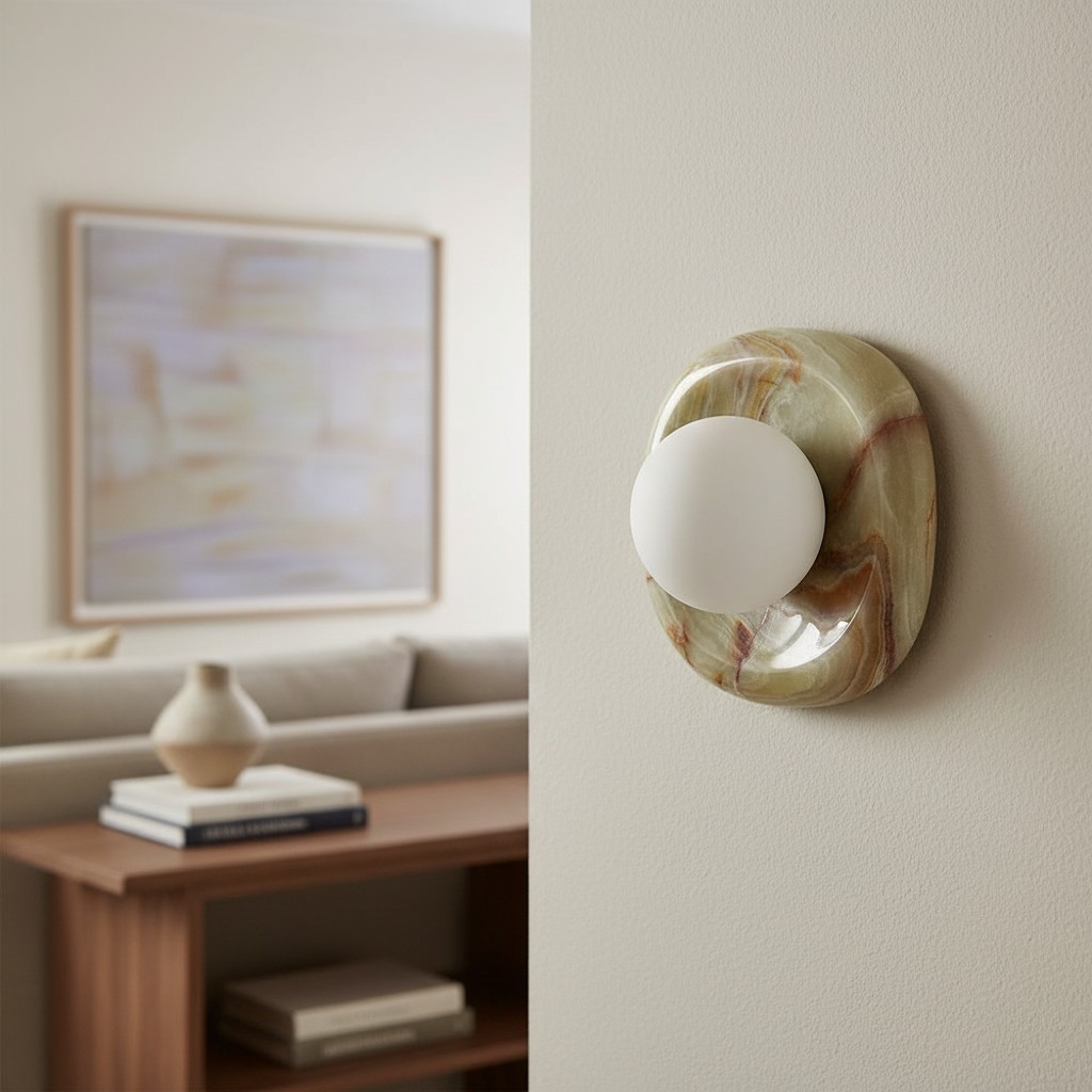 Customer photo of Oria wall lamp near a side table