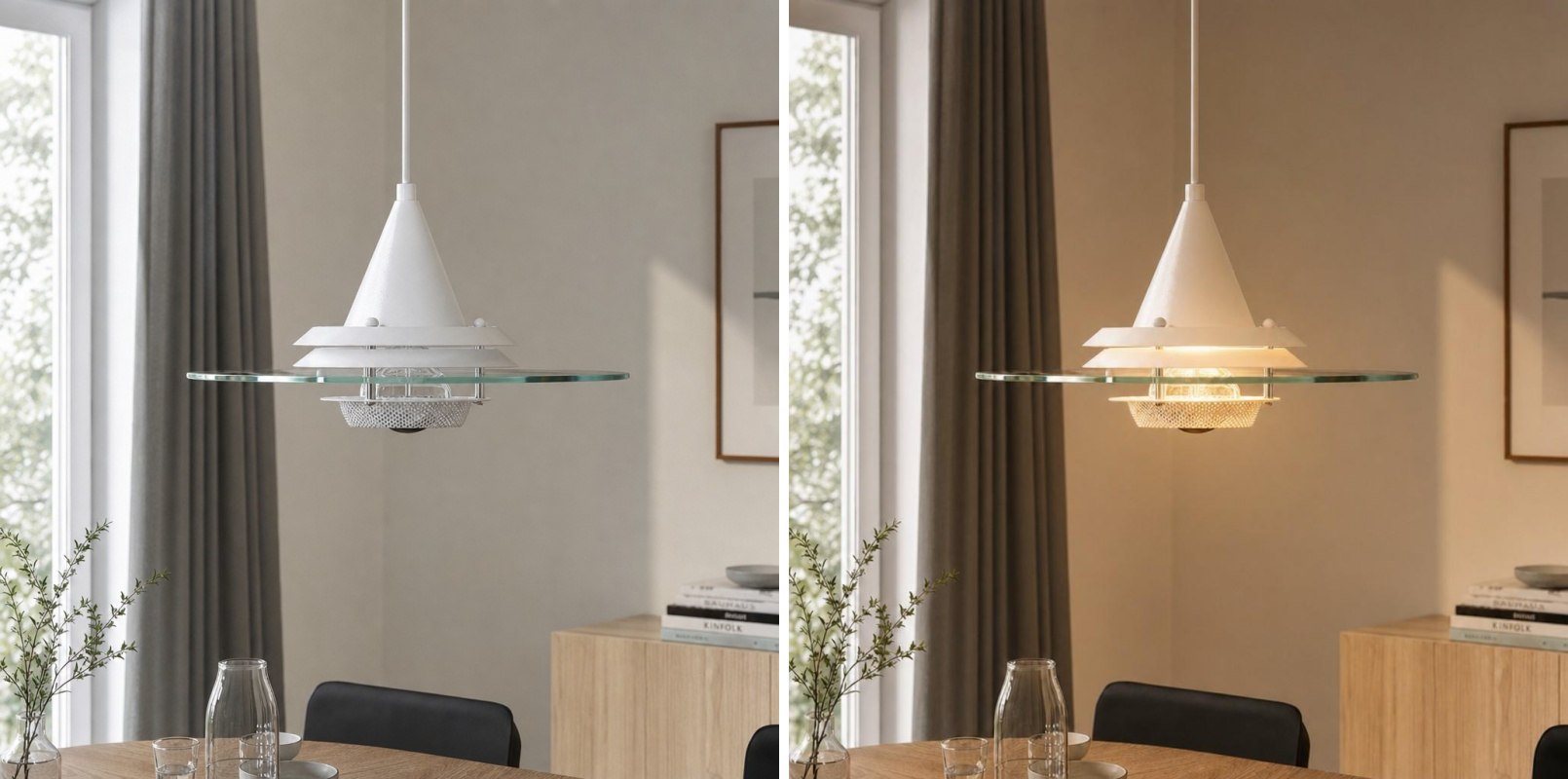 Switch light comparison for the Moxellan pendant light