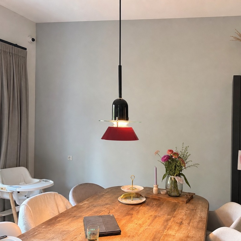 Customer dining room photo with Moxellan pendant light in red