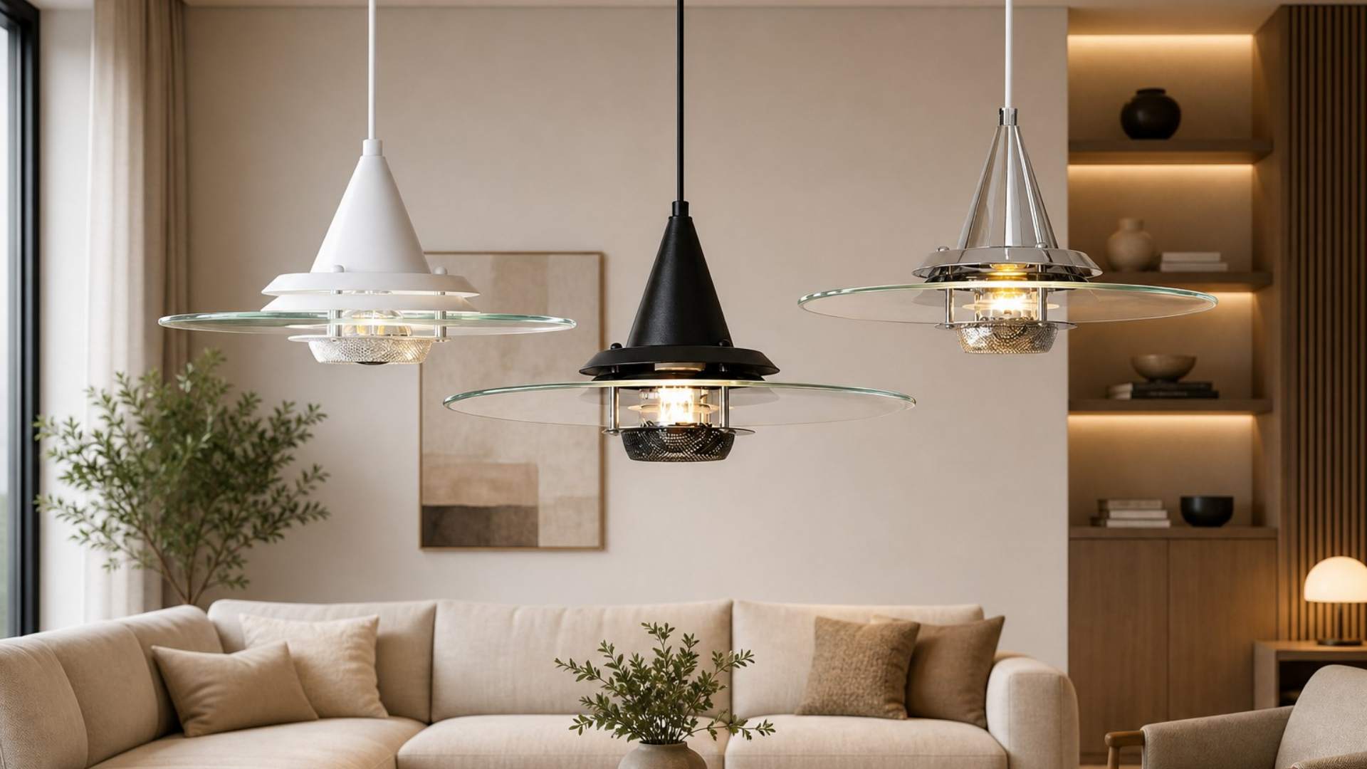 Moxellan vintage glass pendant lamp in a living room setting