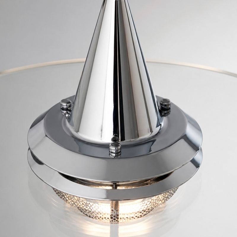 Close-up of chrome Moxellan pendant light
