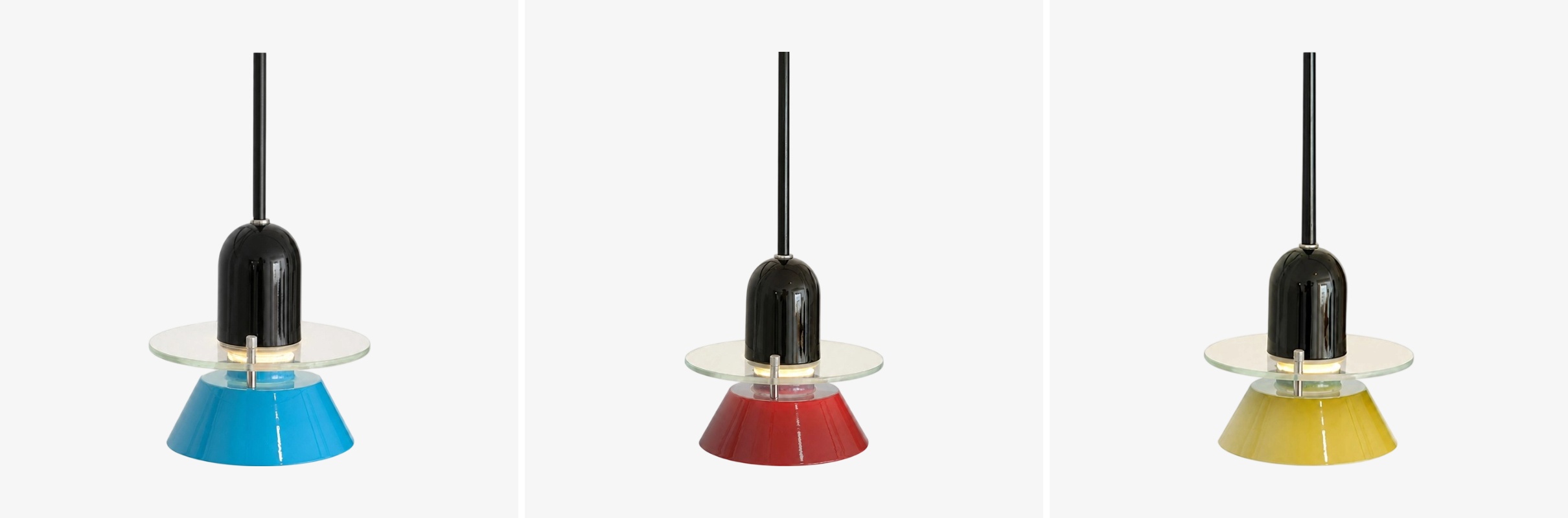 Moxellan pendant light color options in blue red and yellow