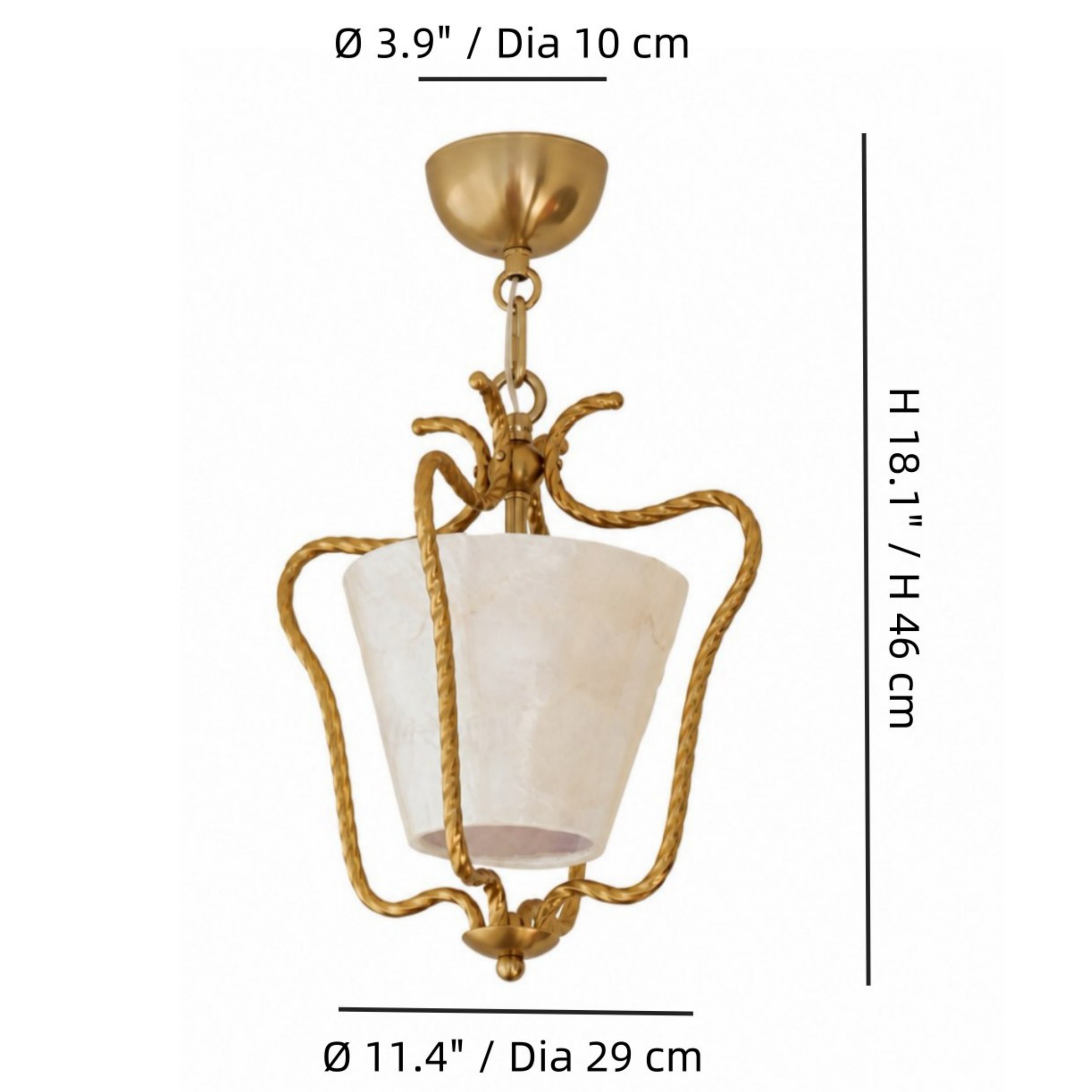 Capiz shell ceiling light size diagram
