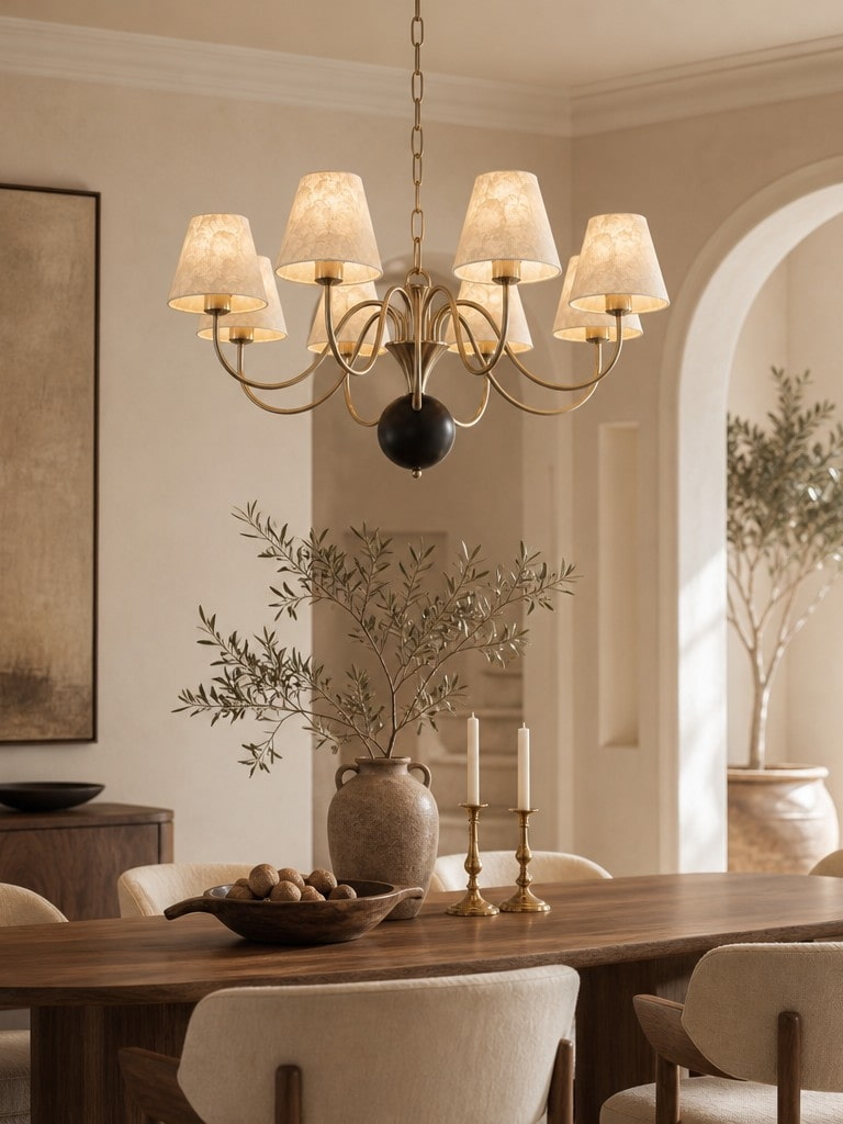 Micahell chandelier above a dining table in home inspiration scene