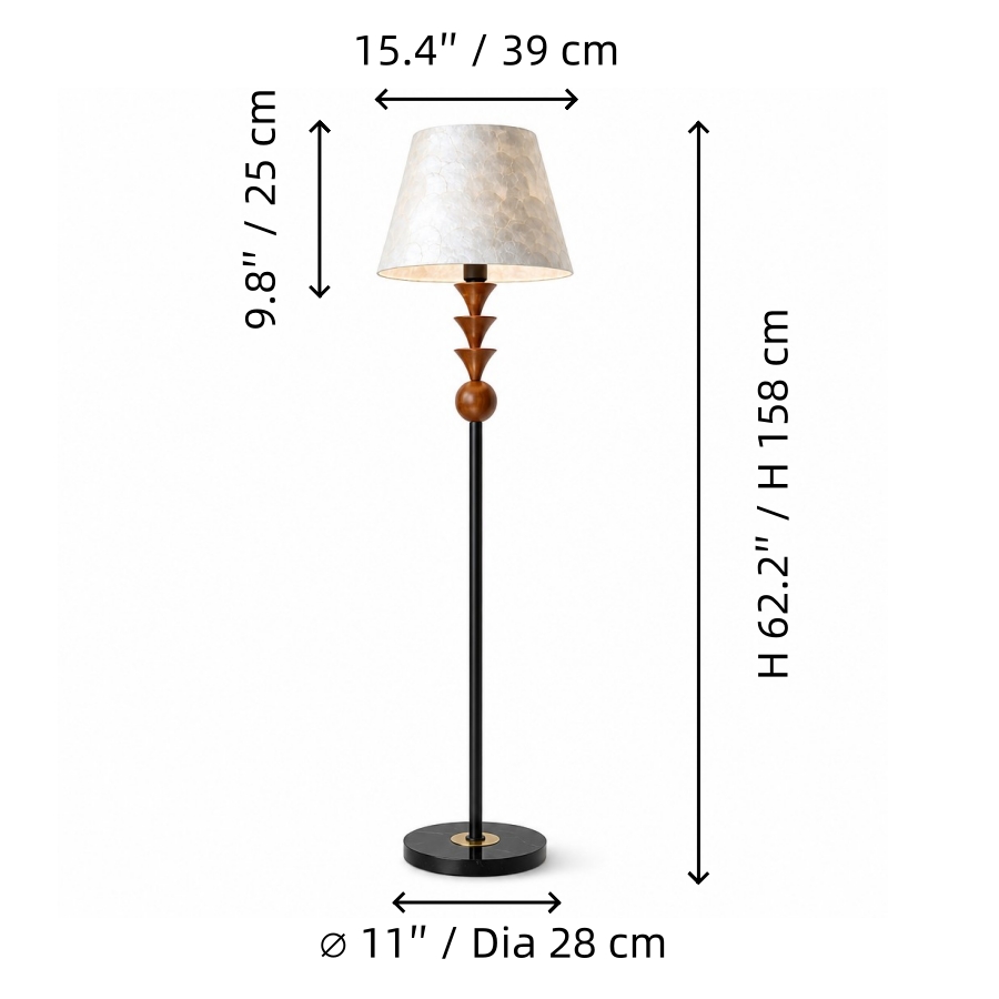 Micahell floor lamp size diagram