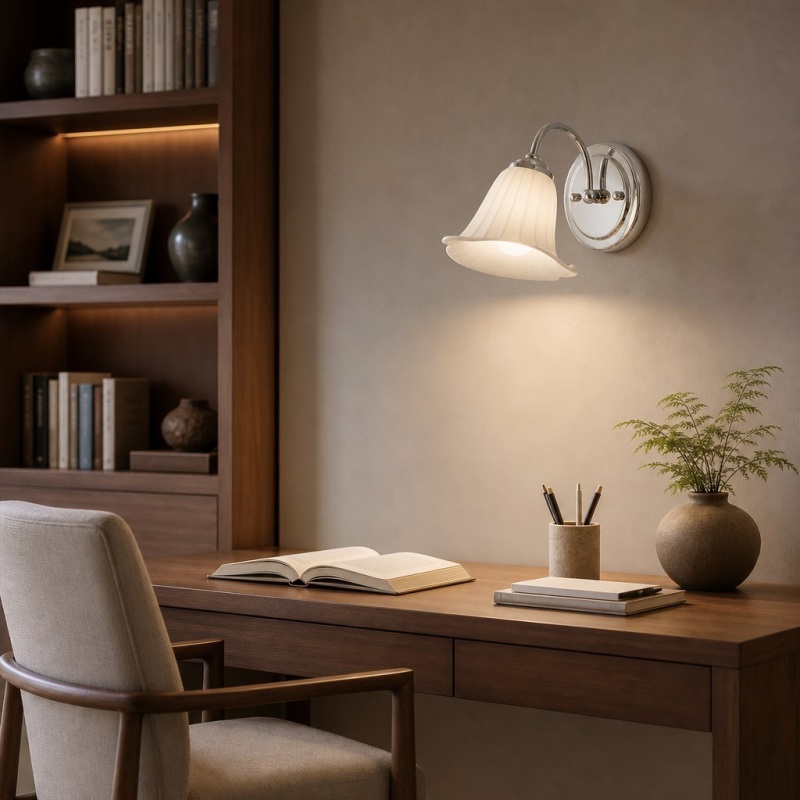 Calla lily wall lamp in a study corner