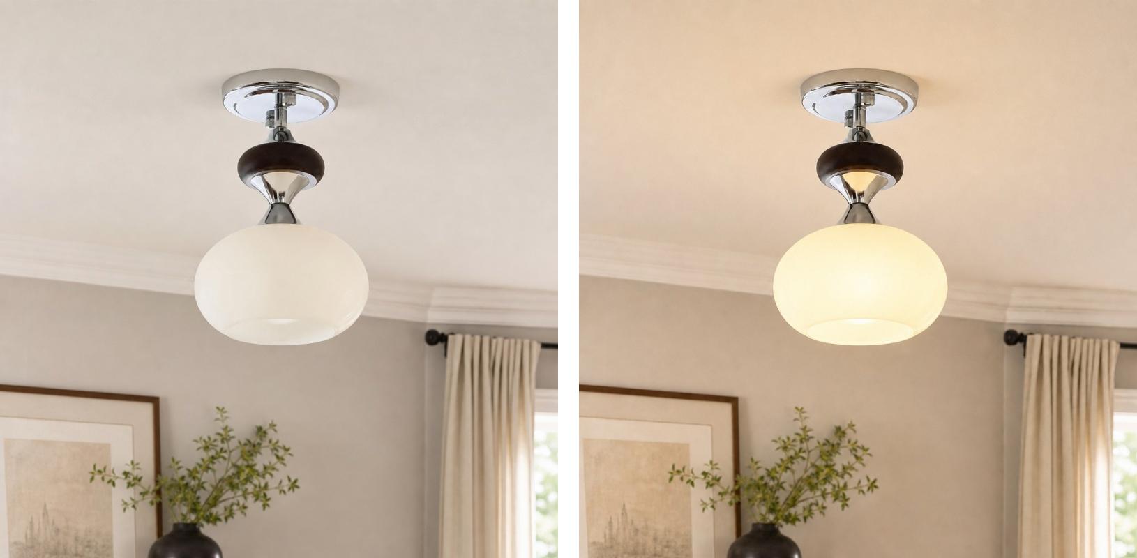 Switch light comparison for Valesey ceiling lamp