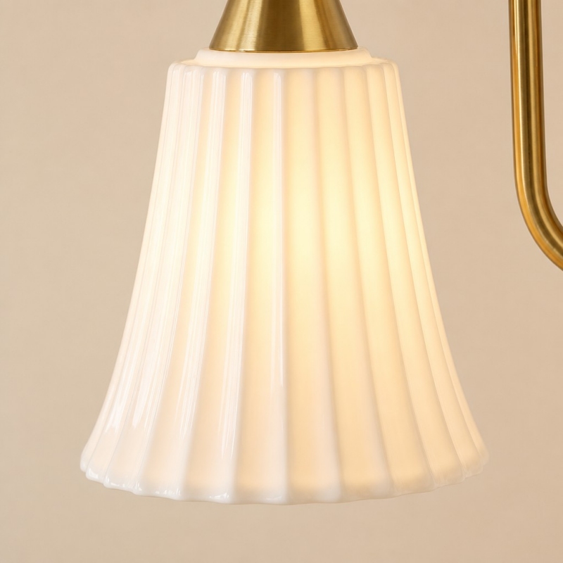 Close view of pleated lamp shade