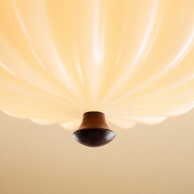 Close detail of the cream glass shade