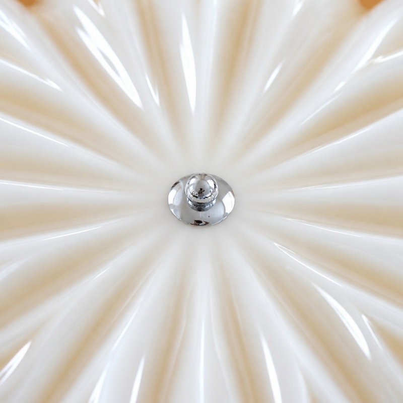 Close view of the ribbed glass lampshade texture