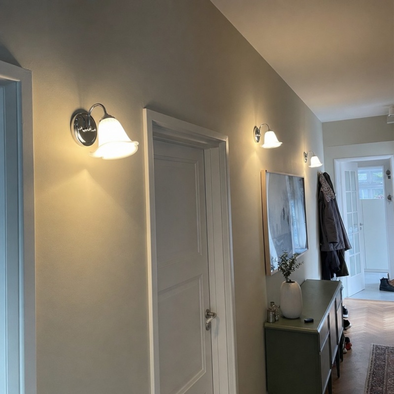 Customer hallway photo with wall lamp