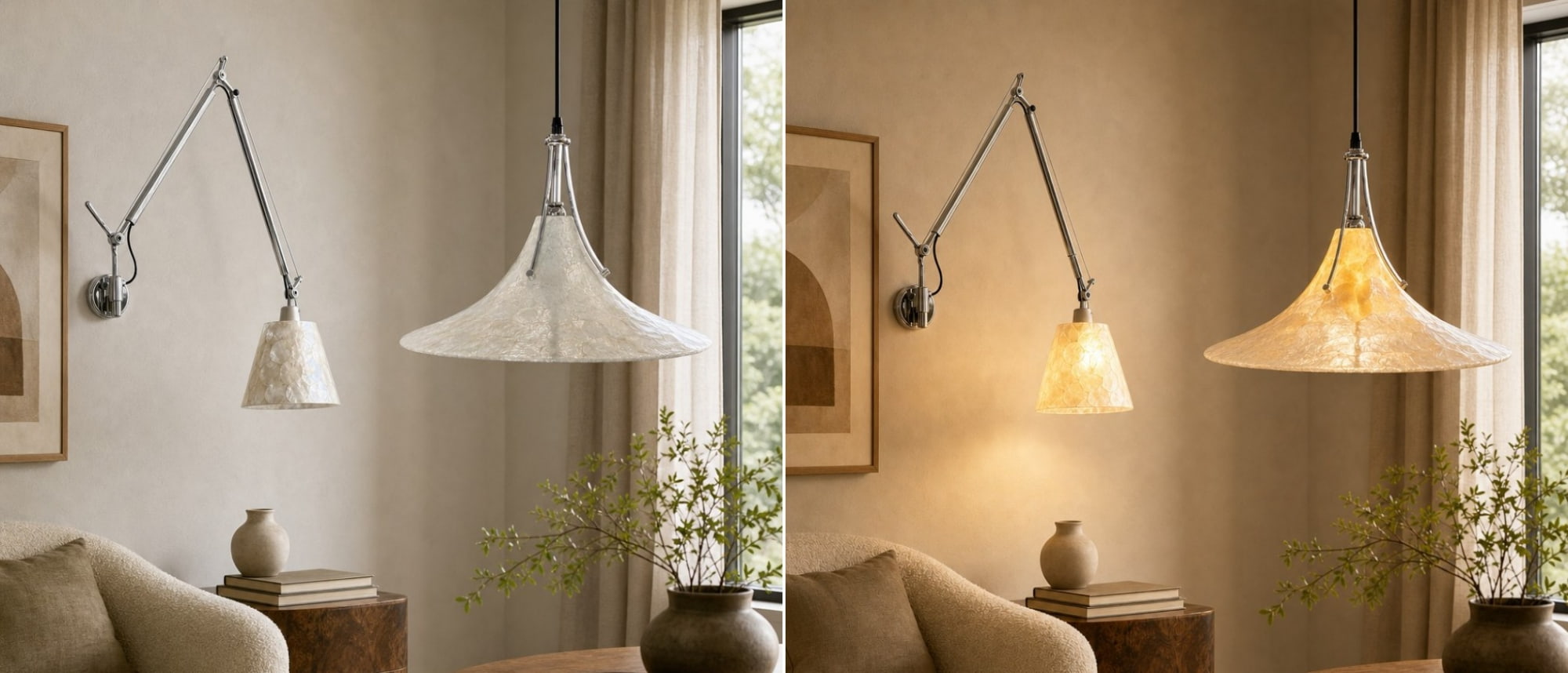 Lunavera ceiling and wall lights in an interior scene