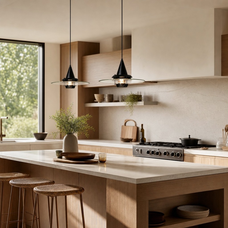 Moxellan pendant light over a kitchen island