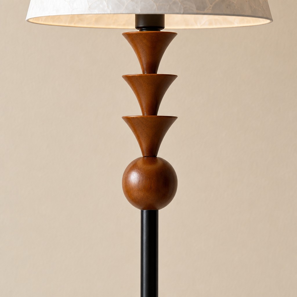Close view of Micahell wooden stacked stem