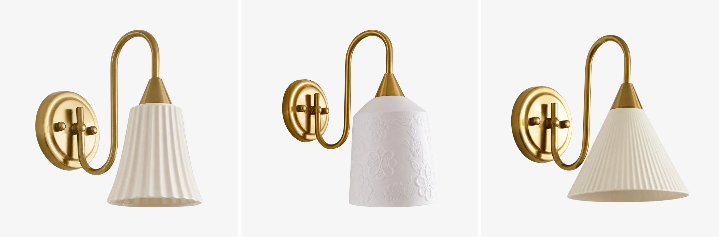 Three shade styles for the vintage wall lamp