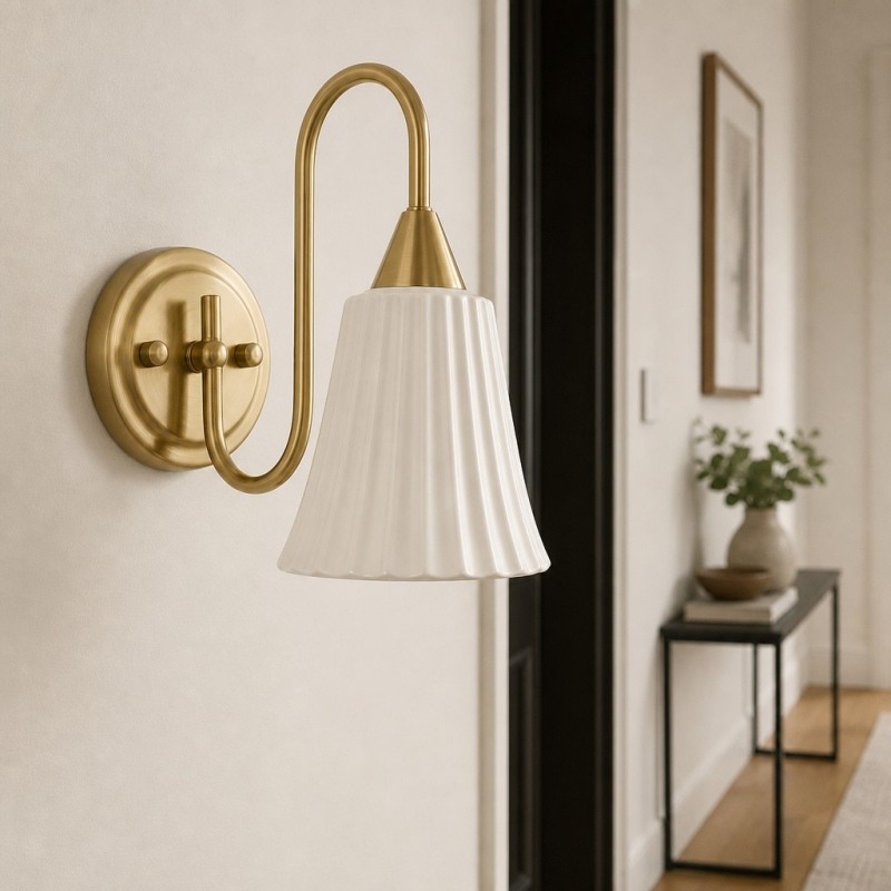 French vintage wall lamp in a hallway