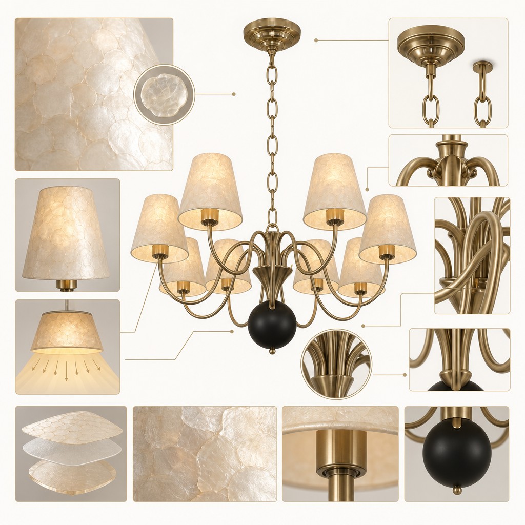Micahell handcrafted metal and shade details