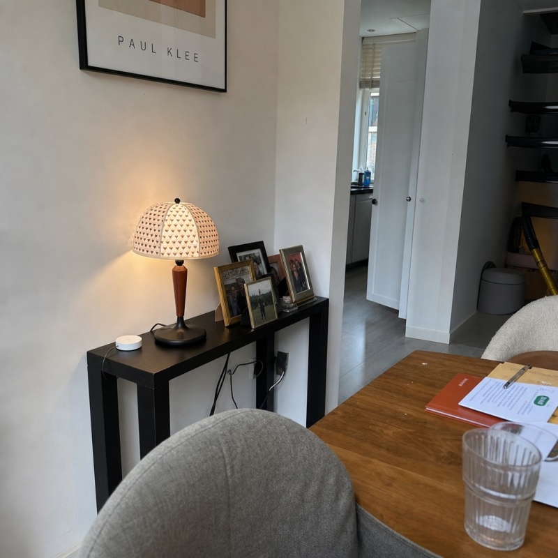 Customer photo of the lamp on a console table