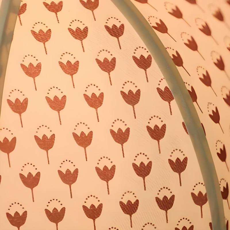 Close-up of the patterned lamp shade