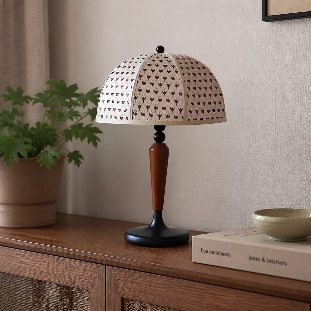 Fennary table lamp on a wooden cabinet