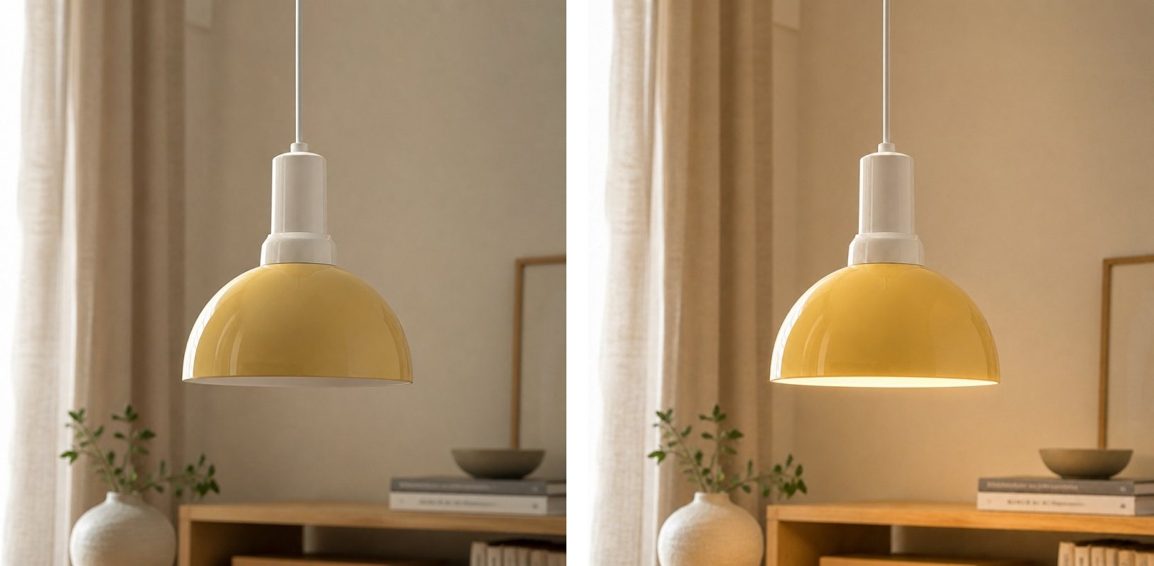 Switch light comparison for the Rummia pendant lamp