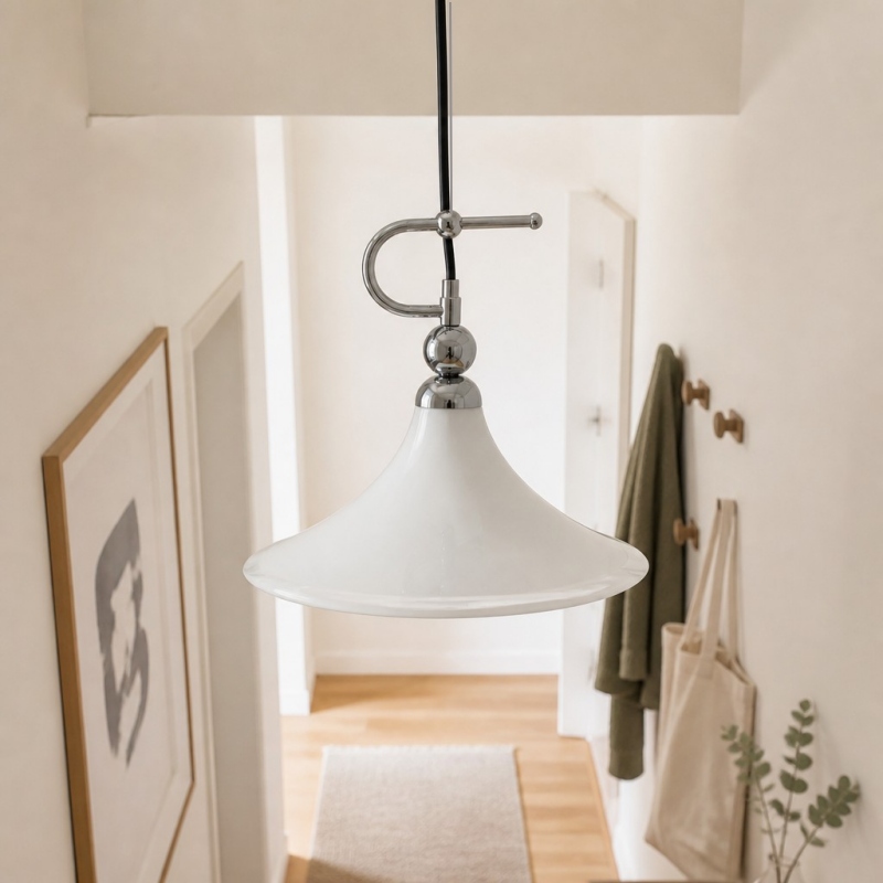 Magnolia pendant light in a hallway