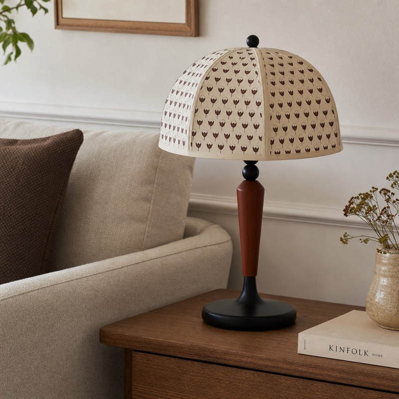 Fennary table lamp on a side table in a living room