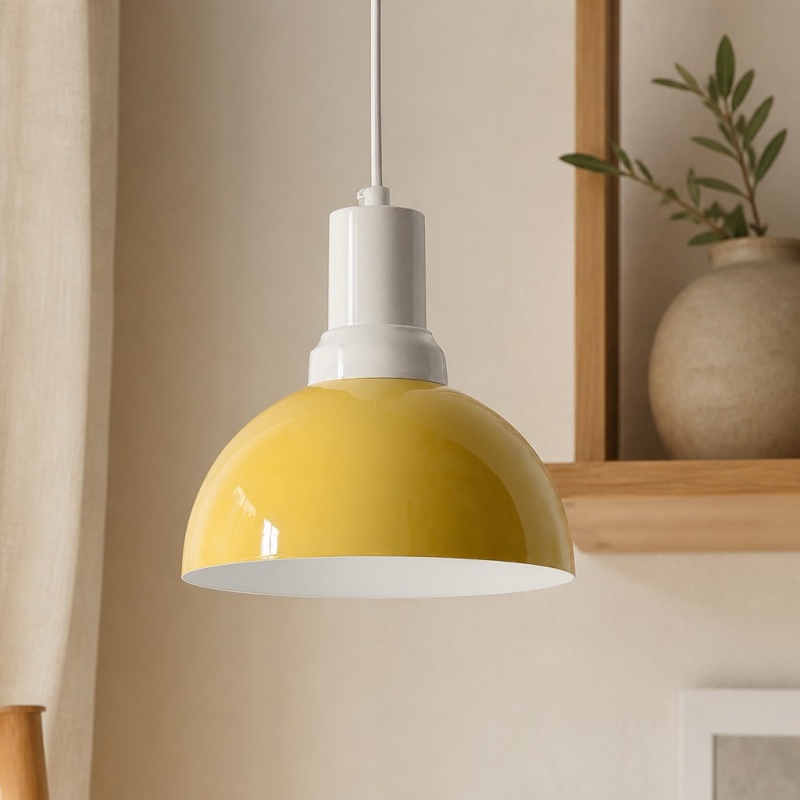 Rummia pendant lamp beside shelving and decor